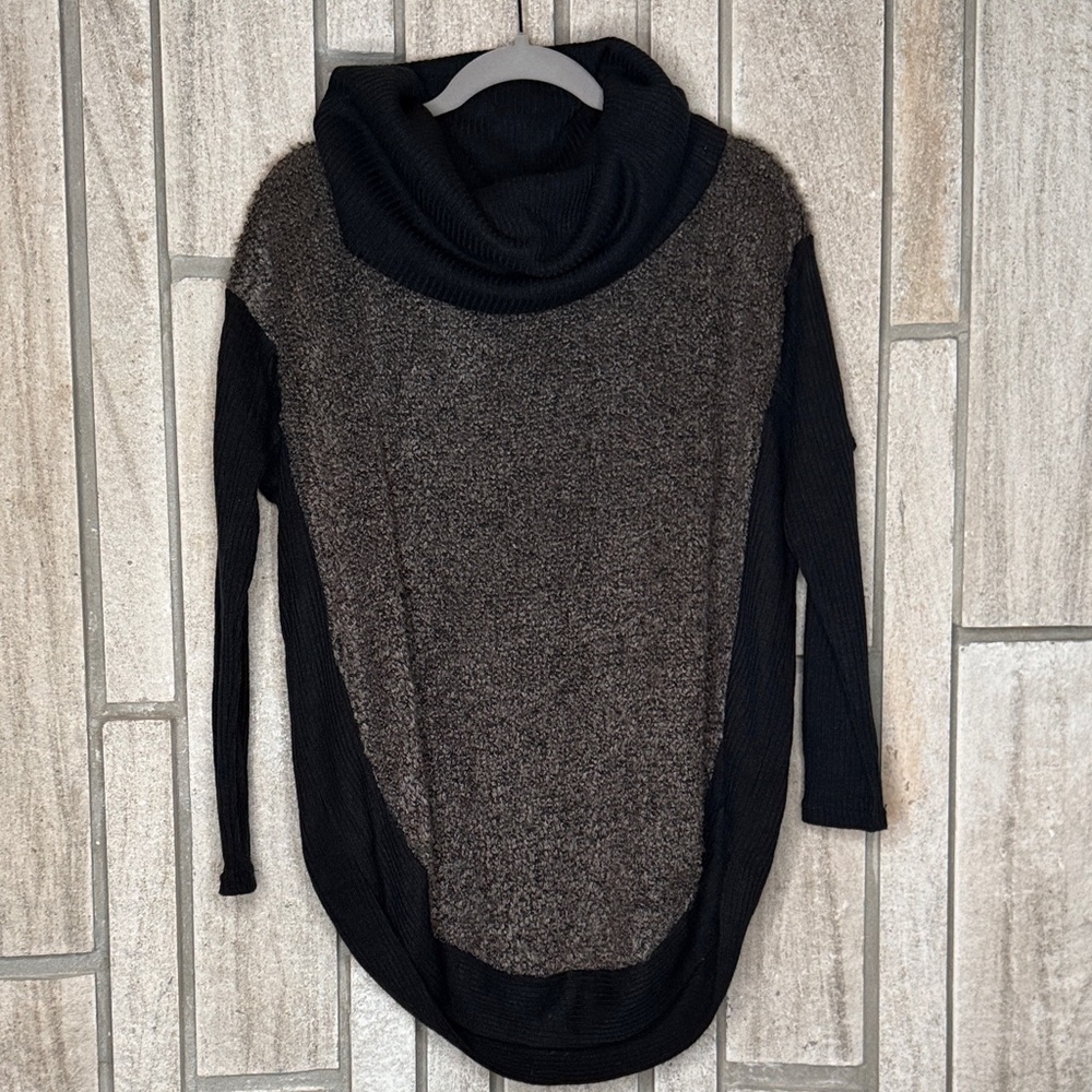 Areve Black and Brown Cowl Neck Sweater